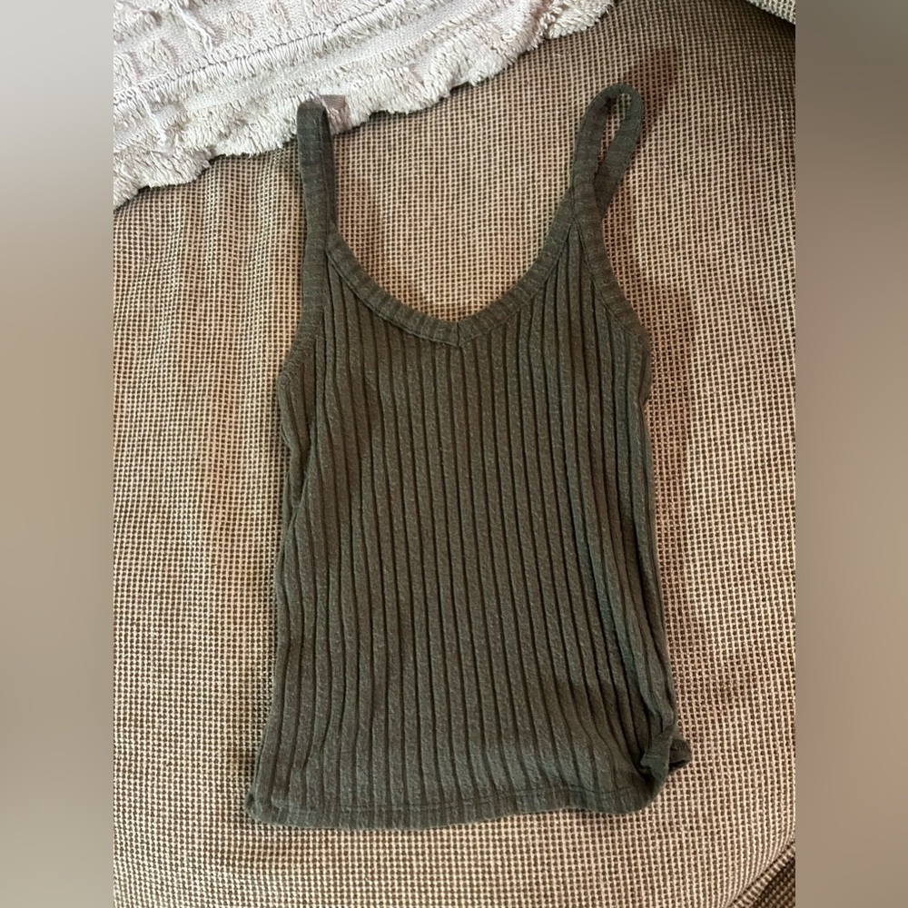 AMERICAN EAGLE Womens Tank Top Dark Green - Size S